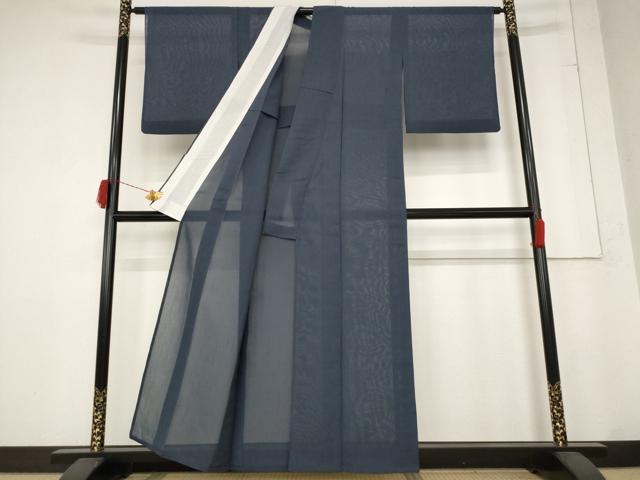 平和屋着物＊夏物　色無地　紗　青褐色　正絹　逸品　AABB5938st