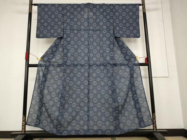 平和屋着物＊夏物 小紋 紗 花菱文 AABB5940st