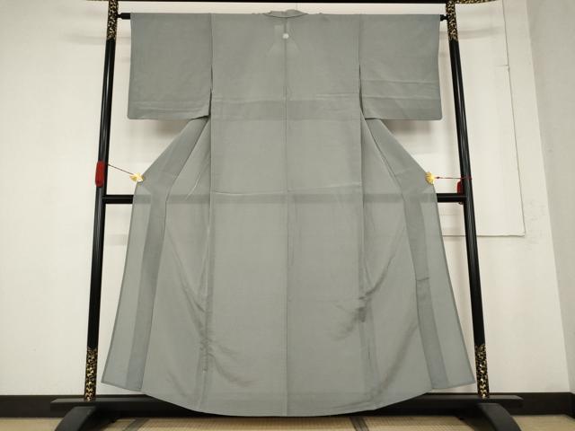 平和屋着物＊夏物 本加賀友禅作家 成竹登茂男監修 色無地 絽縮緬 桔梗鼠色 正絹 逸品 AABB5944st