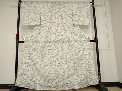 平和屋着物＊夏物　小紋　絽　雲取り文　洗える着物　AABB5945st