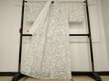 平和屋着物＊夏物　小紋　絽　雲取り文　洗える着物　AABB5945st