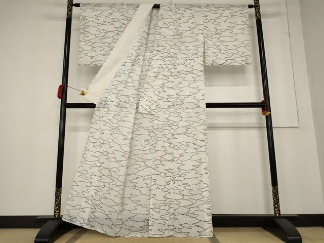 平和屋着物＊夏物　小紋　絽　雲取り文　洗える着物　AABB5945st