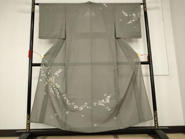 平和屋着物＊夏物 訪問着 絽 枝葉文 正絹 逸品 AABB5947st