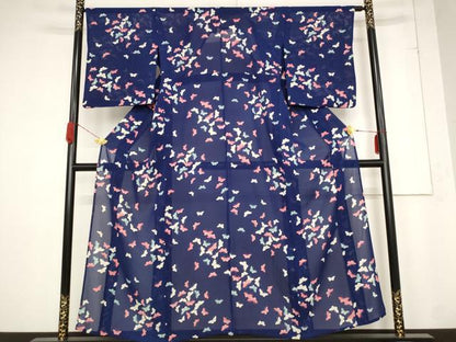 平和屋着物＊夏物 小紋 絽 舞蝶文 正絹 逸品 AABB5952st