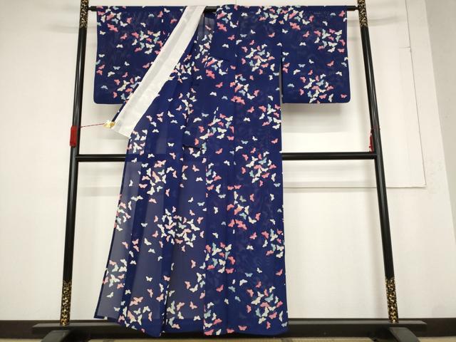 平和屋着物＊夏物 小紋 絽 舞蝶文 正絹 逸品 AABB5952st