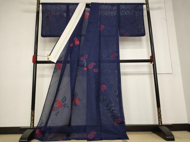 平和屋着物＊夏物 小紋 紗 草花文 正絹 逸品 AABB5955st