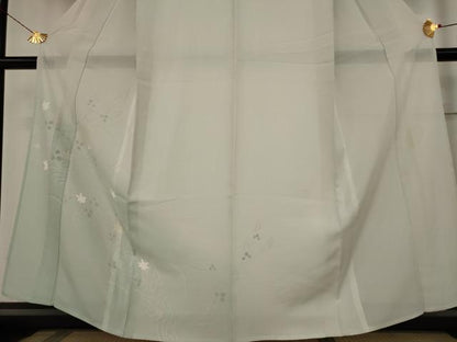 平和屋着物＊夏物　訪問着　絽　流水草花文　暈し染め　正絹　逸品　AABB5958st