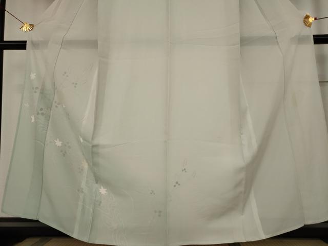 平和屋着物＊夏物　訪問着　絽　流水草花文　暈し染め　正絹　逸品　AABB5958st