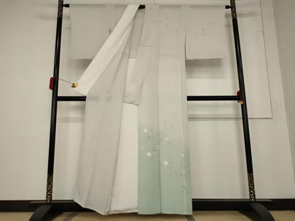 平和屋着物＊夏物　訪問着　絽　流水草花文　暈し染め　正絹　逸品　AABB5958st