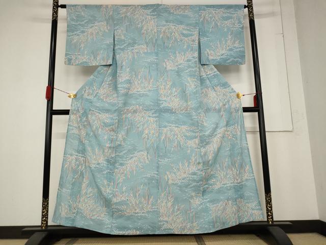 平和屋着物＊夏物　小紋　絽　流水草花文　三越扱い　正絹　逸品　AABB5959st