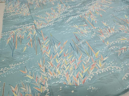 平和屋着物＊夏物　小紋　絽　流水草花文　三越扱い　正絹　逸品　AABB5959st