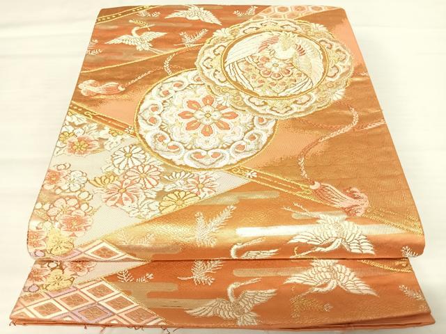 平和屋着物◎六通柄袋帯　唐織　鏡裏王朝文　金銀糸　正絹　逸品　AABB5991yx