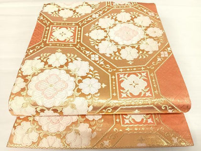 平和屋着物◎六通柄袋帯　唐織　蜀江花文　金糸　正絹　逸品　AABB6002yx