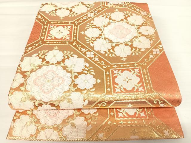 平和屋着物◎六通柄袋帯　唐織　蜀江花文　金糸　正絹　逸品　AABB6002yx
