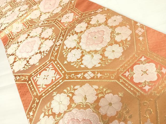 平和屋着物◎六通柄袋帯　唐織　蜀江花文　金糸　正絹　逸品　AABB6002yx