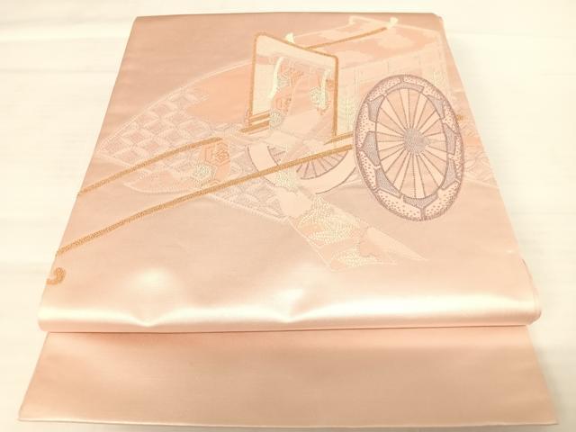 平和屋着物◎中国三大刺繍　相良刺繍　総刺繍　太鼓柄袋帯　御所車文　正絹　逸品　AABB6017yx