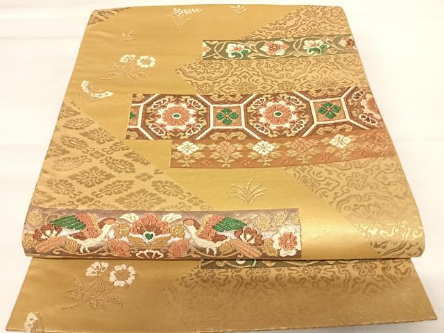 平和屋着物◎六通柄袋帯　唐織　正倉院古代錦　金糸　正絹　逸品　AABB6021yx