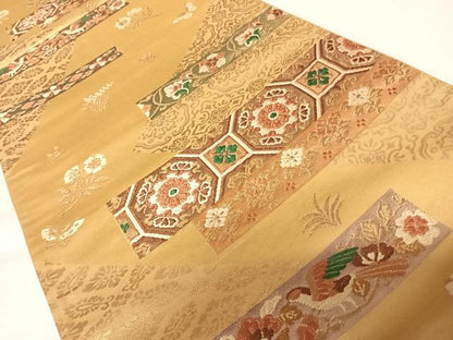 平和屋着物◎六通柄袋帯　唐織　正倉院古代錦　金糸　正絹　逸品　AABB6021yx