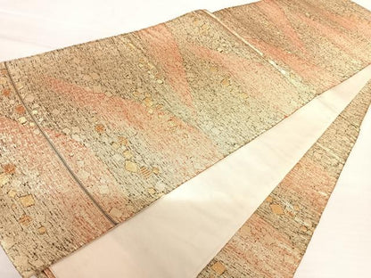 平和屋着物◎六通柄袋帯　箔散らし文　金糸　正絹　逸品　AABB6039yx