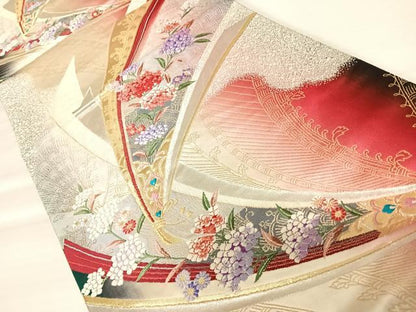 平和屋着物◎六通柄袋帯　唐織　孔雀花文　金銀糸　正絹　逸品　AABB6040yx