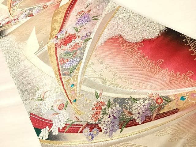 平和屋着物◎六通柄袋帯　唐織　孔雀花文　金銀糸　正絹　逸品　AABB6040yx