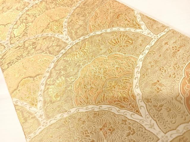 平和屋着物◎六通柄袋帯　花蝶青海波　金糸　正絹　逸品　AABB6043yx