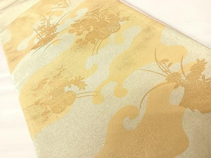 平和屋着物◎両面太鼓柄袋帯　花車文　金彩　銀糸　正絹　逸品　AABB6046yx