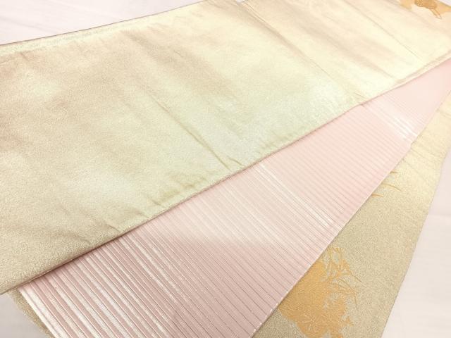 平和屋着物◎両面太鼓柄袋帯　花車文　金彩　銀糸　正絹　逸品　AABB6046yx