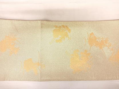 平和屋着物◎両面太鼓柄袋帯　花車文　金彩　銀糸　正絹　逸品　AABB6046yx