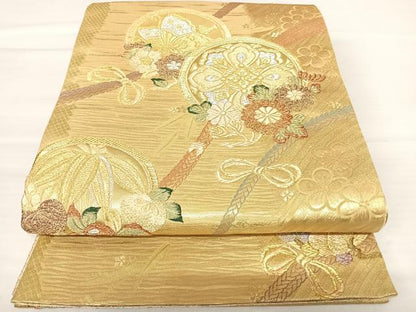 平和屋着物◎六通柄袋帯　花蝶文　金銀糸　正絹　逸品　AABB6050yx