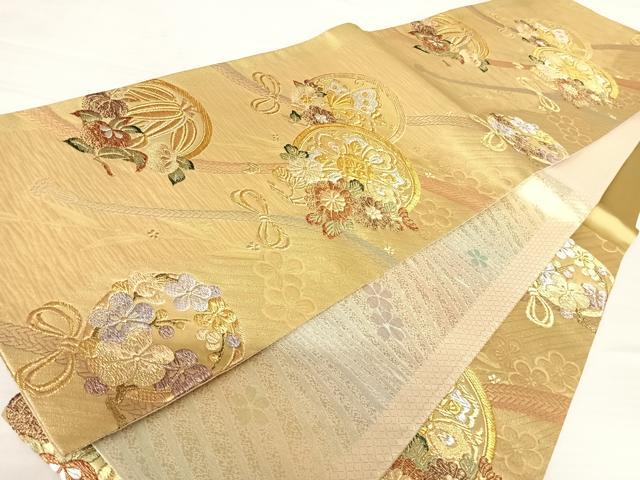 平和屋着物◎六通柄袋帯　花蝶文　金銀糸　正絹　逸品　AABB6050yx