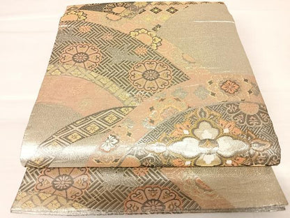 平和屋着物◎六通柄袋帯　正倉院花文　金銀糸　正絹　逸品　AABB6058yx