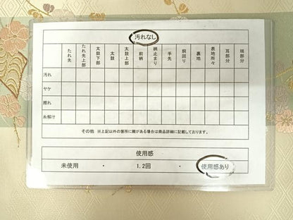 平和屋着物◎六通柄袋帯　唐織　短冊花文　金糸　正絹　逸品　AABB6109yx