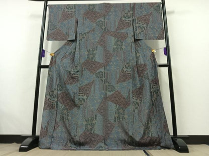 平和屋着物▽上質な小紋 単衣 鳥獣花文 ロング丈 正絹 逸品 AABB6203jh