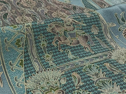 平和屋着物▽上質な小紋 単衣 鳥獣花文 ロング丈 正絹 逸品 AABB6203jh