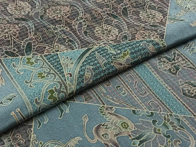 平和屋着物▽上質な小紋 単衣 鳥獣花文 ロング丈 正絹 逸品 AABB6203jh