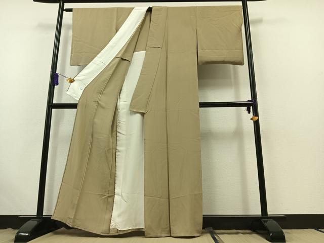 平和屋着物▽上質な色無地 単衣 白橡色 正絹 逸品 AABB6205jh