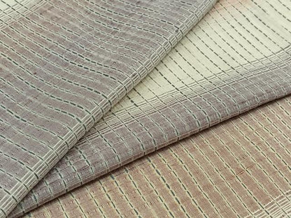 平和屋着物▽上質な紬 単衣 絞り 横段文 正絹 逸品 AABB6206jh