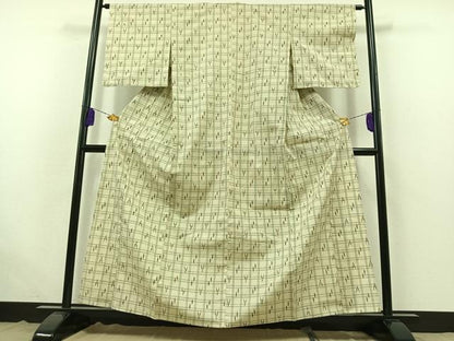 平和屋着物▽小紋 単衣 格子 綿 AABB6207jh