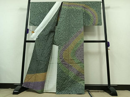 平和屋着物▽訪問着 単衣 愛 文字文 AABB6208jh