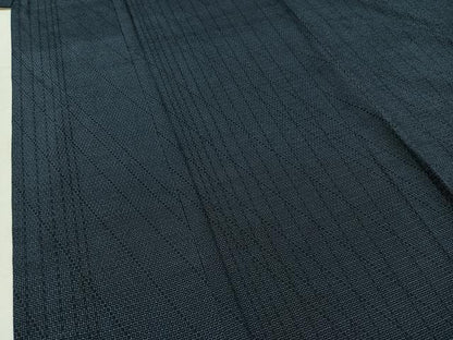平和屋着物▽本塩沢 単衣 110亀甲 斜縞 正絹 逸品 AABB6212jh