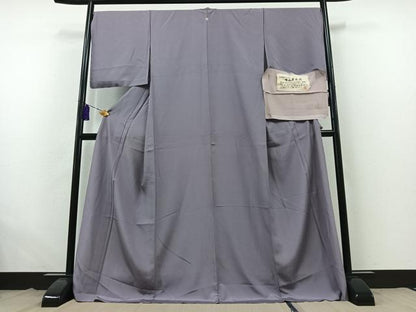 平和屋着物▽江戸小紋　単衣　古法草木染　鮫小紋柄　反端付き　ロング丈　正絹　逸品　未使用　AABB6213jh