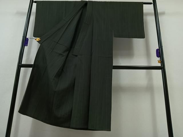 平和屋着物▽男性 本塩沢 単衣 縞 正絹 逸品 AABB6214jh