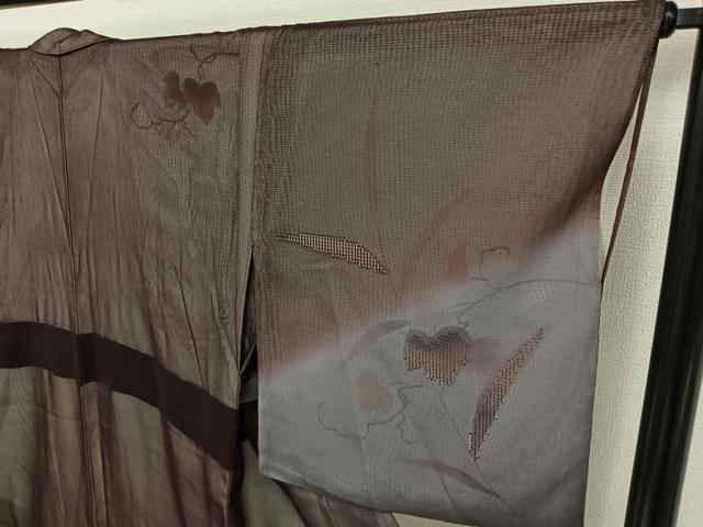 平和屋着物▽訪問着 無双 紗袷 紗×絽 蔦の葉文 正絹 逸品 AABB6216jh