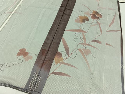 平和屋着物▽訪問着 無双 紗袷 紗×絽 蔦の葉文 正絹 逸品 AABB6216jh