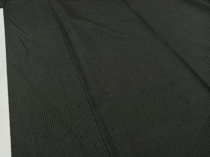 平和屋着物▽上質な紬 単衣 縞 反端付き 正絹 逸品 AABB6217jh