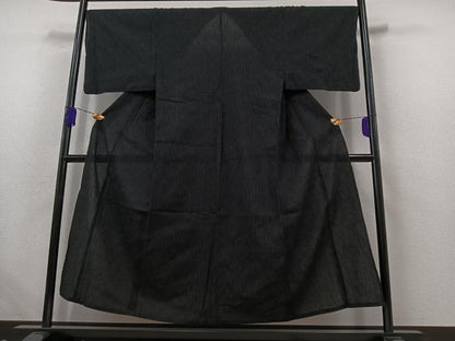 平和屋着物∴夏物 男性 浴衣 縞 黒地 AABB6220jh