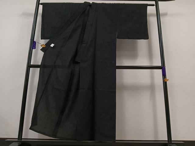 平和屋着物∴夏物 男性 浴衣 縞 黒地 AABB6220jh