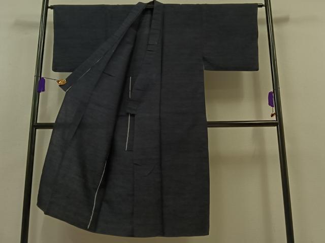 平和屋着物▽男性 紬 単衣 留紺色 正絹 逸品 AABB6222jh