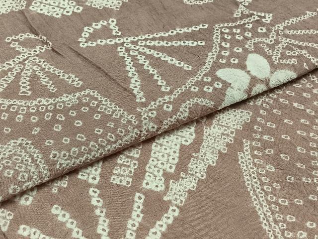 平和屋着物▽上質な小紋 単衣 絞り 扇面花文 正絹 逸品 AABB6224jh